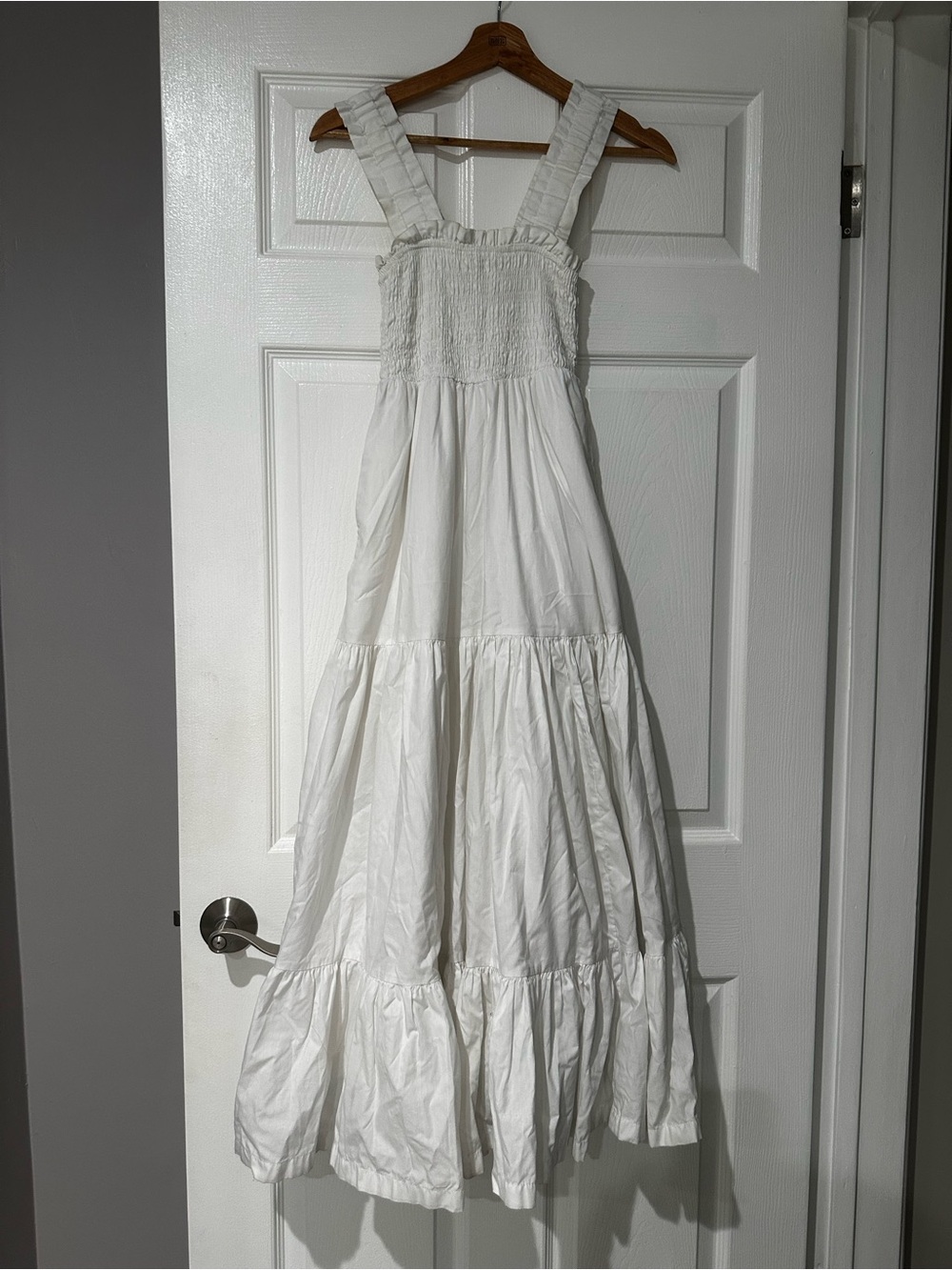 Abercrombie & Fitch White Smocked Maxi Dress with Ruffle Straps